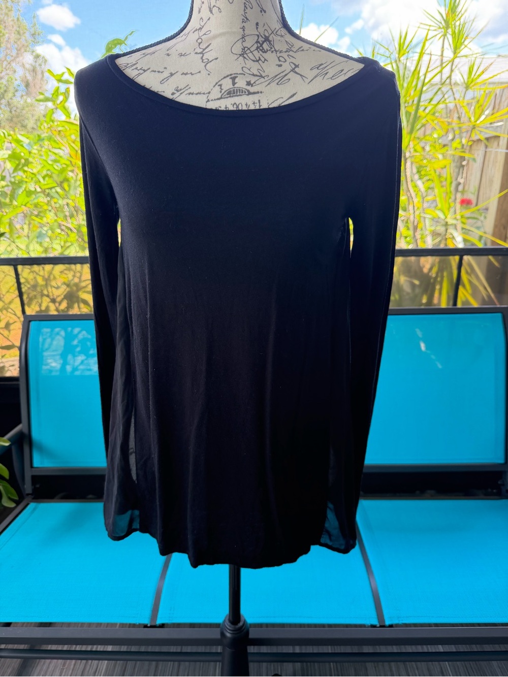 All Saints Black Long-Sleeve Boatneck Top